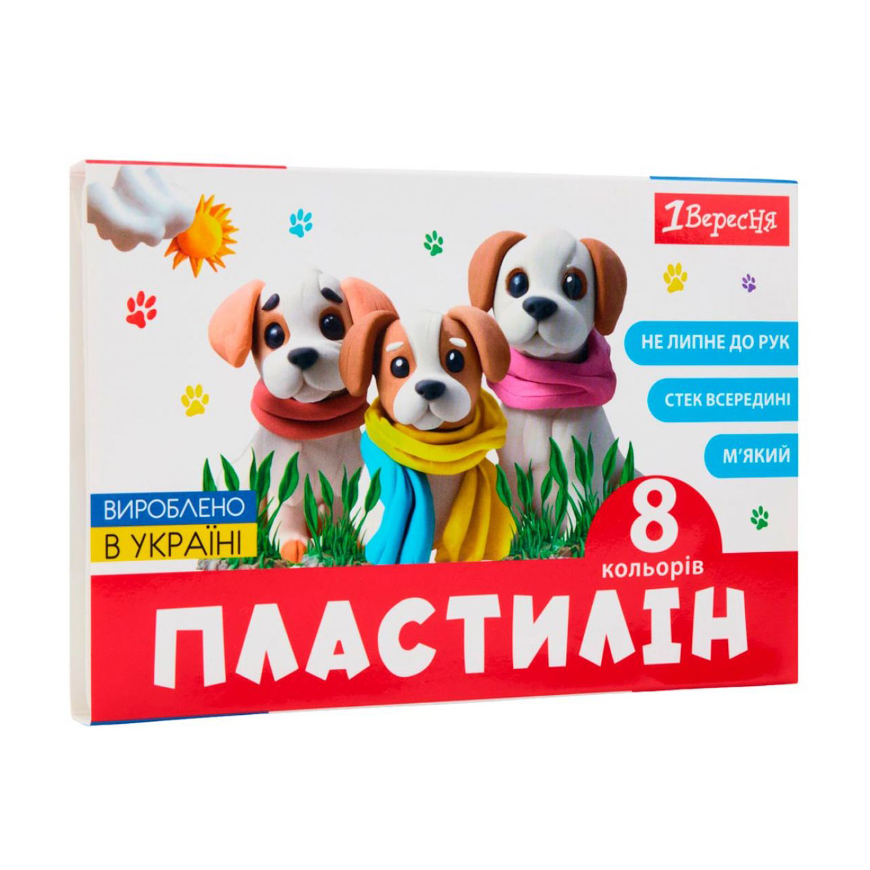 Пластилін 1 Вересня Classic 8 кольорів, 160 г (540659)